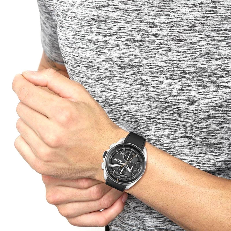 Buy Hugo Boss Chrono Volane Dial Black Silicone Watch for Men - 1513953 in Pakistan