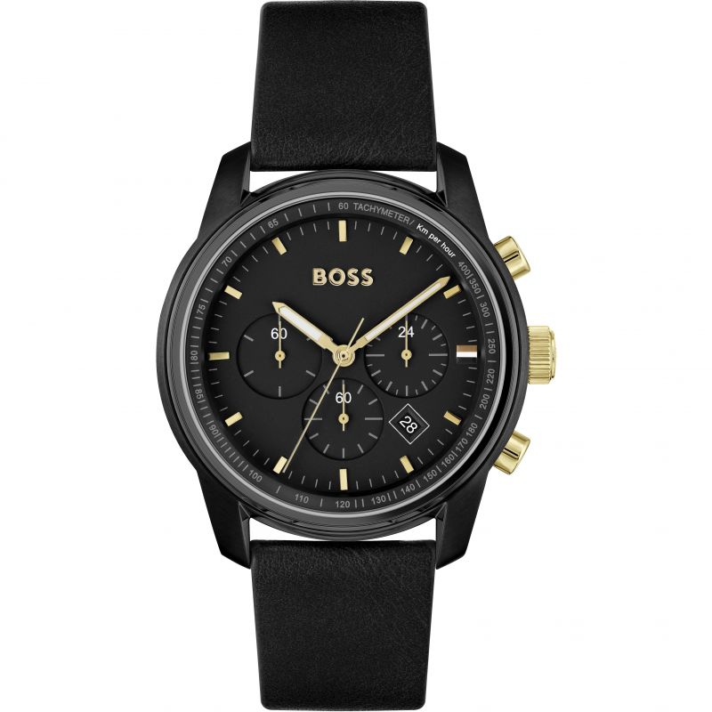 Buy Hugo Boss Men's Chronograph With Black Dial Leather Strap Watch 1514003 in Pakistan