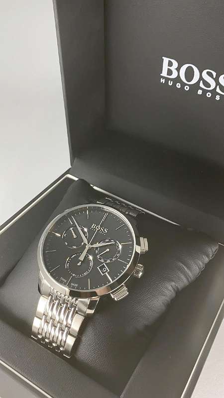 Buy Hugo Boss Stainless Steel Swiss Quartz Chronograph Black Dial Mens Watch - 1513267 in Pakistan