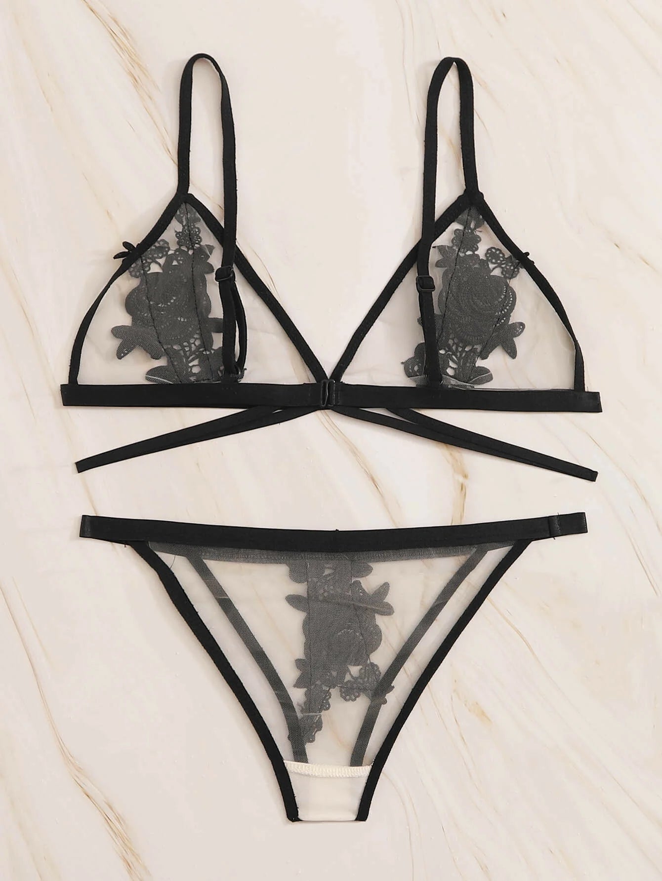 Buy Shein Flower Crochet Sheer Lingerie Set in Pakistan