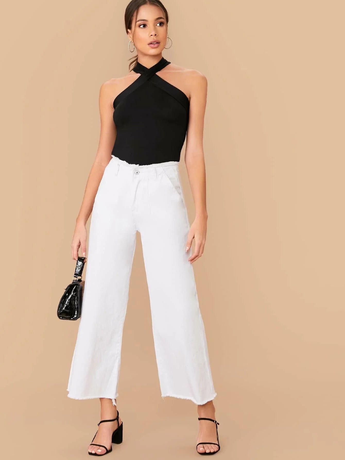 Buy SHEIN BAE Form-Fitting Crisscross Halter Top in Pakistan