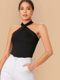 Buy SHEIN BAE Form-Fitting Crisscross Halter Top in Pakistan