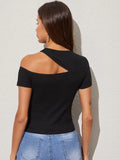 Buy SHEIN Ribbed Cutout One-Shoulder Top in Pakistan
