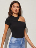 Buy SHEIN Ribbed Cutout One-Shoulder Top in Pakistan