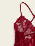 Buy SHEIN Contrast Lace Satin Dress With Thong in Pakistan