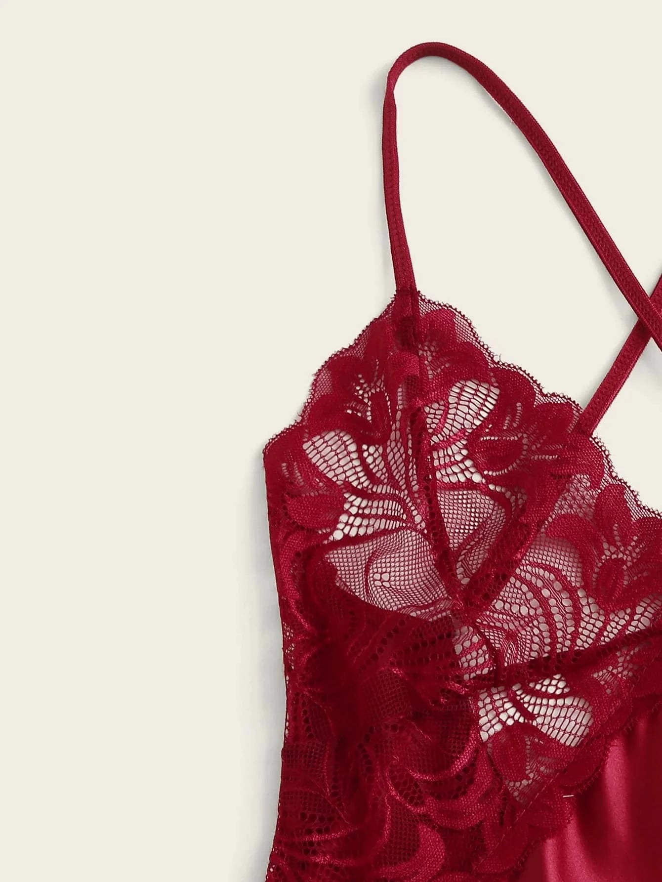 Buy SHEIN Contrast Lace Satin Dress With Thong in Pakistan