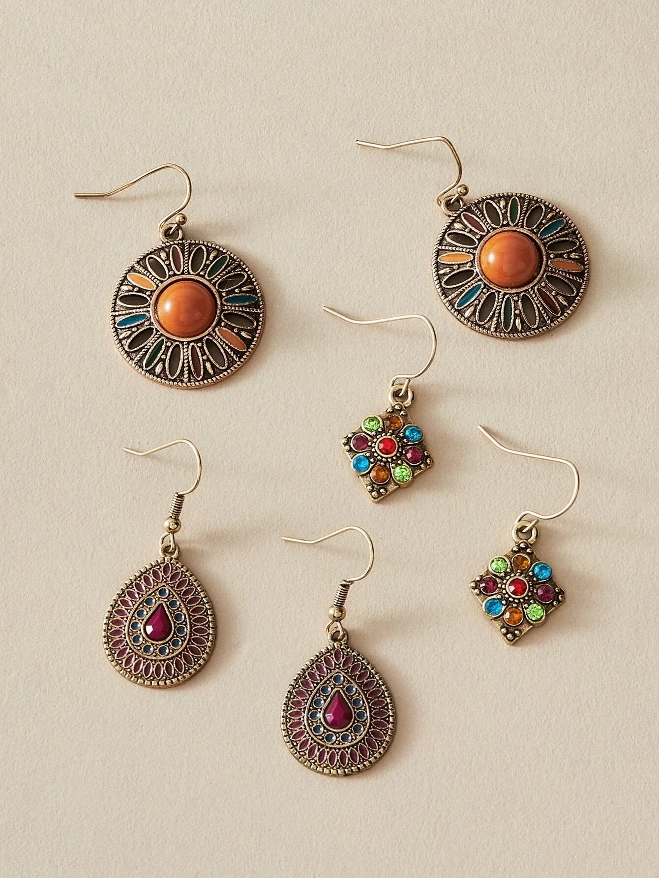 Buy SHEIN 3pairs Bohemian Flower & Water Drop Earrings in Pakistan