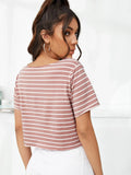Buy SHEIN V-Neck Striped Crop Top in Pakistan