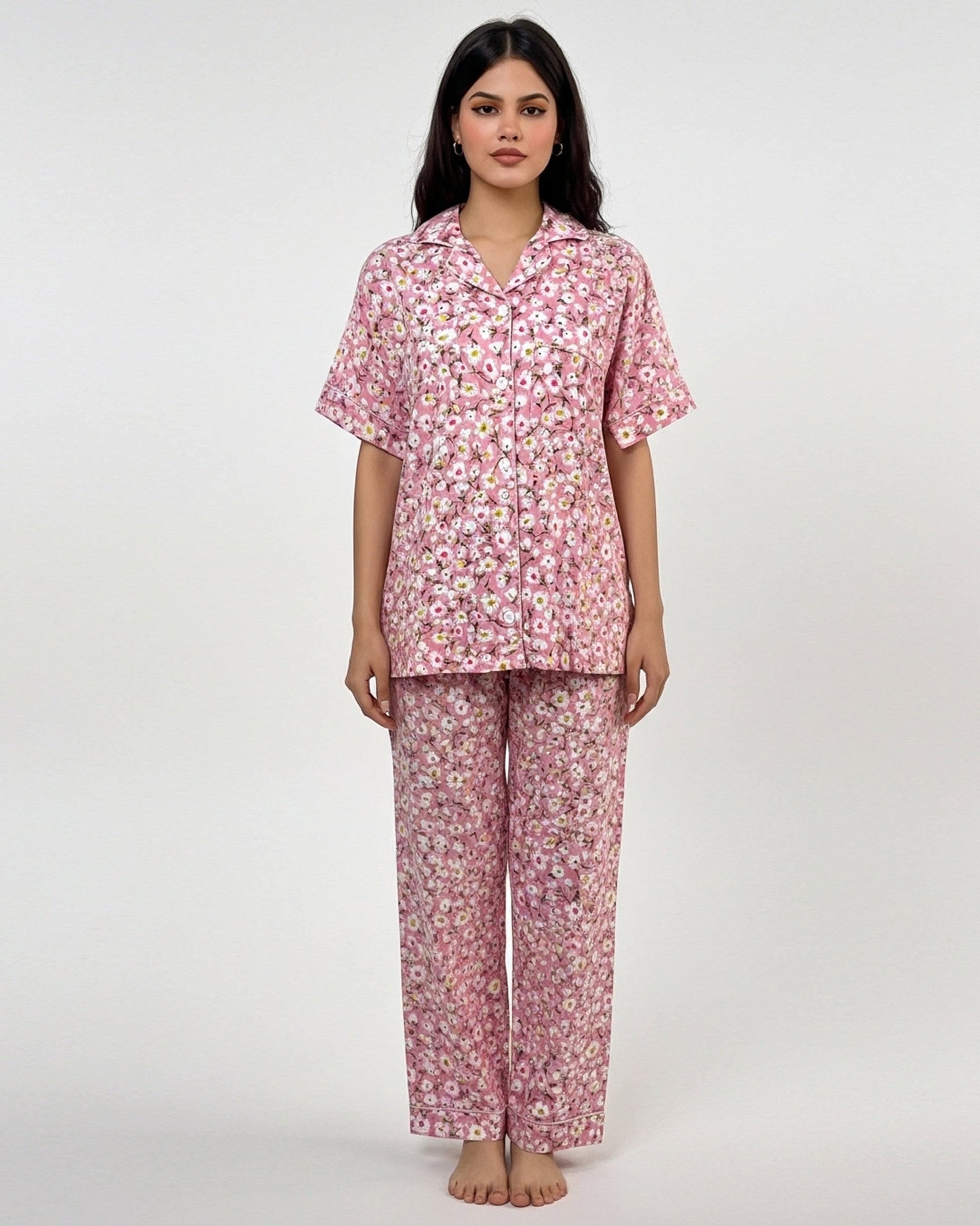Buy Sajiero Linen Pajama Suit - Blossom Dream in Pakistan