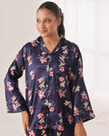 Buy Sajiero Silk Pajama Suit with Scrunchie - Blue Blush in Pakistan