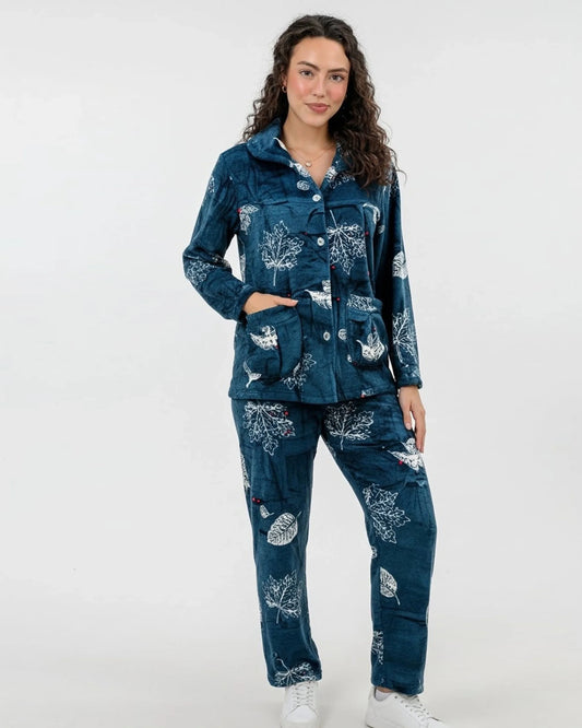 Buy Sajiero Fleece Pajama Suit - Forest Calm in Pakistan
