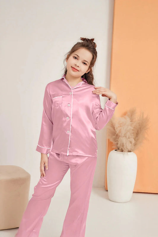 Buy Kid's Silk PJ Set - Pink in Pakistan