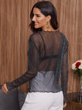 Buy SHEIN Lettuce Trim Mesh Top Without Bra in Pakistan
