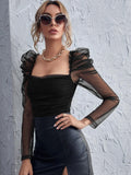 Buy SHEIN Leg-of-mutton Sleeve Ruched Bodysuit in Pakistan