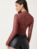 Buy SHEIN BAE Mock Neck Ditsy Floral Top Without Bra in Pakistan