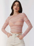 Buy SHEIN BAE Lettuce Edge Marble Mesh Top Without Bra in Pakistan