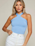 Buy SHEIN BAE Form-Fitting Crisscross Halter Top in Pakistan
