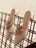 Buy SHEIN Rhinestone Decor Point Toe Chunky Heeled Mules in Pakistan