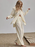 Buy SHEIN Unity Slit Hem Longline Blouse & Wide Leg Pants Set in Pakistan