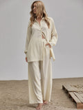 Buy SHEIN Unity Slit Hem Longline Blouse & Wide Leg Pants Set in Pakistan