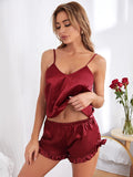 Buy Silk Cami With Shorts - Maroon in Pakistan