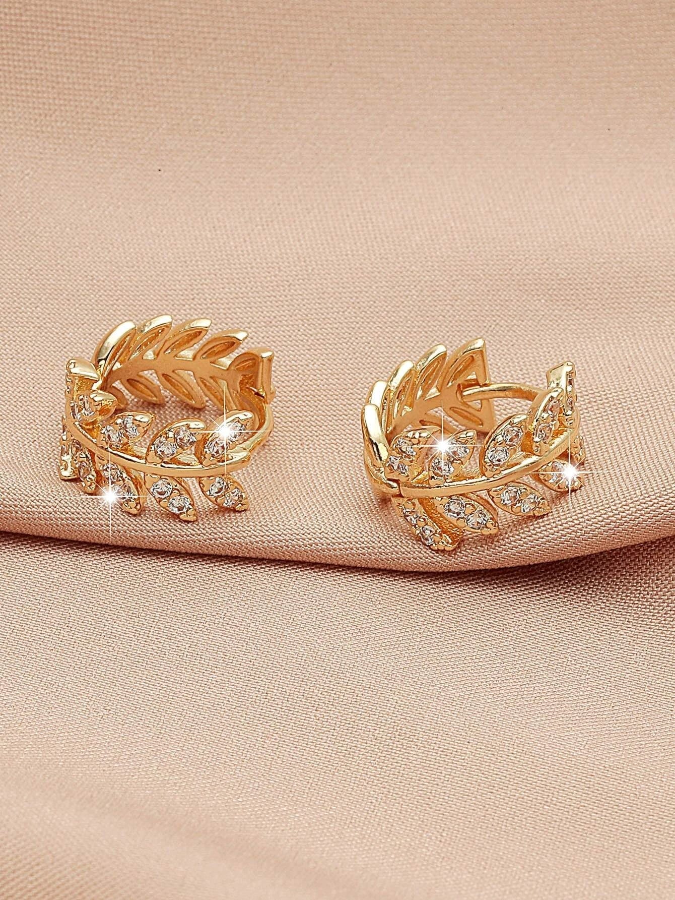 Buy Shein Zircon Decor Leaf Design Earrings in Pakistan