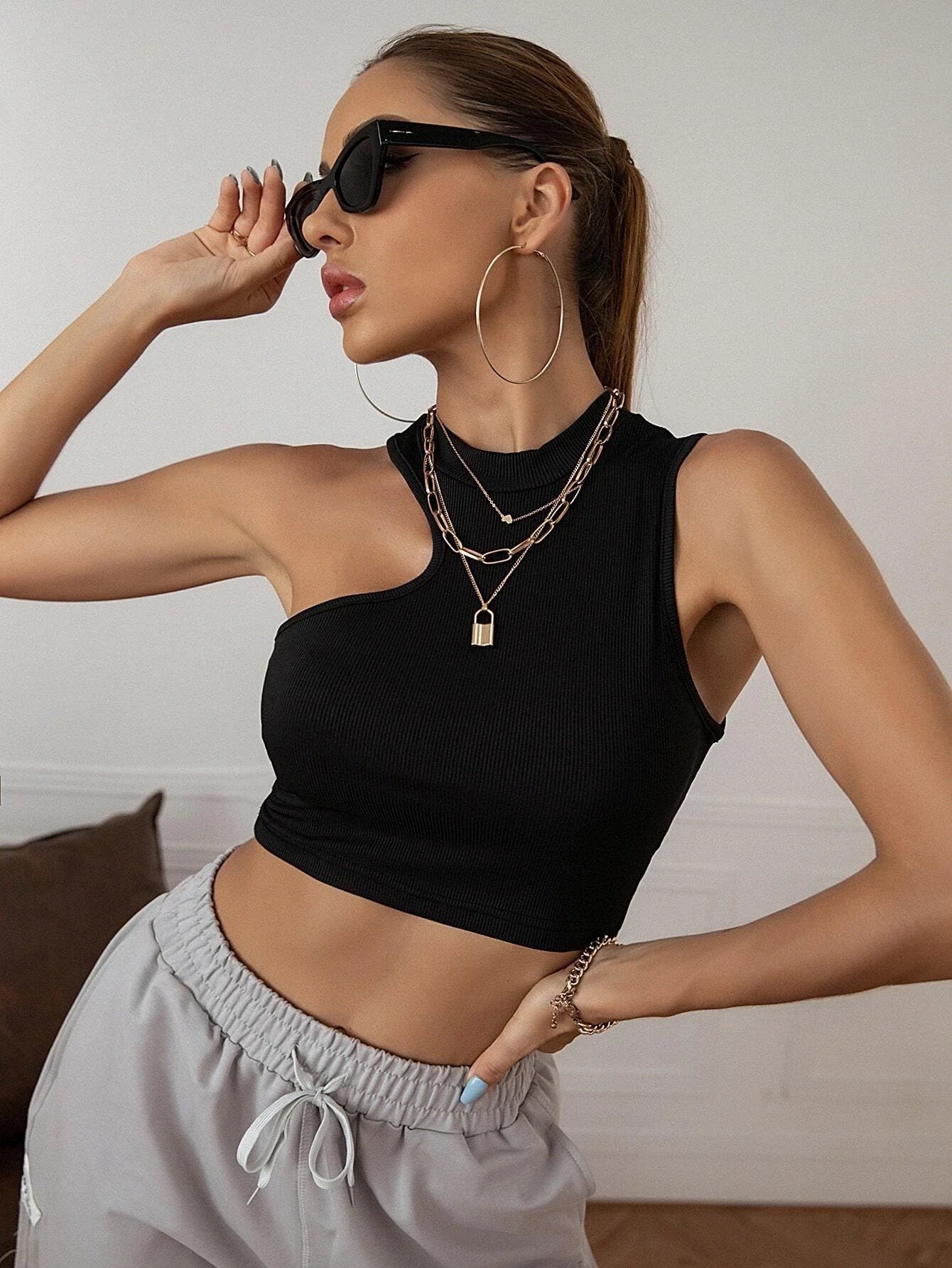 Buy SHEIN Asymmetrical Neck Tank Top in Pakistan