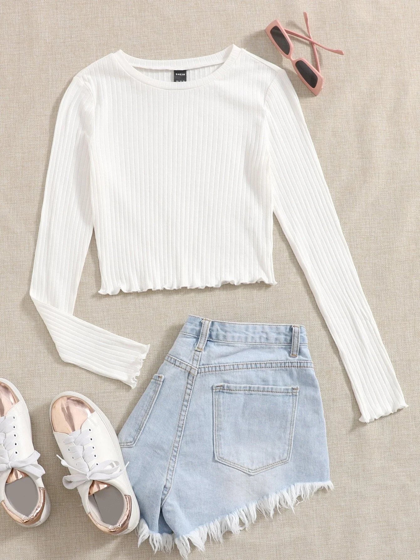 Buy SHEIN EZwear Lettuce Trim Solid Top in Pakistan