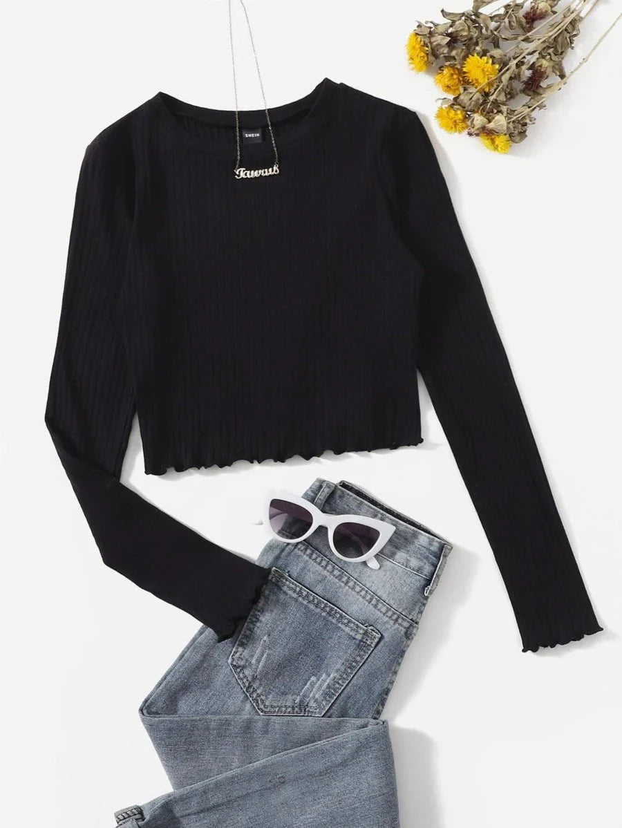 Buy Shein Lettuce Trim Solid Top in Pakistan