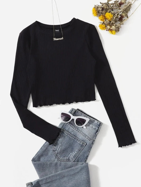 Buy Shein Lettuce Trim Solid Top in Pakistan