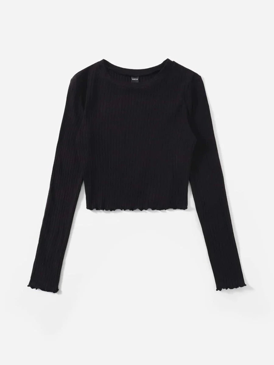 Buy Shein Lettuce Trim Solid Top in Pakistan