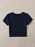 Buy SHEIN EZwear V-neck Rib-knit Tee in Pakistan