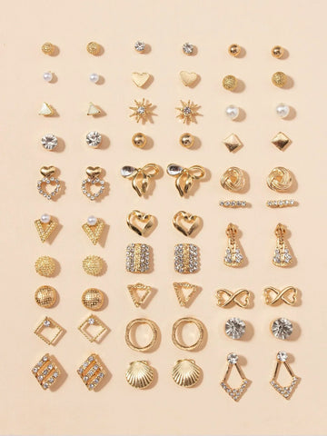 Buy Shein 30pairs Heart & Bow Stud Earrings in Pakistan