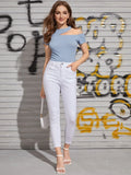 Buy SHEIN Ribbed Cutout One-Shoulder Top in Pakistan