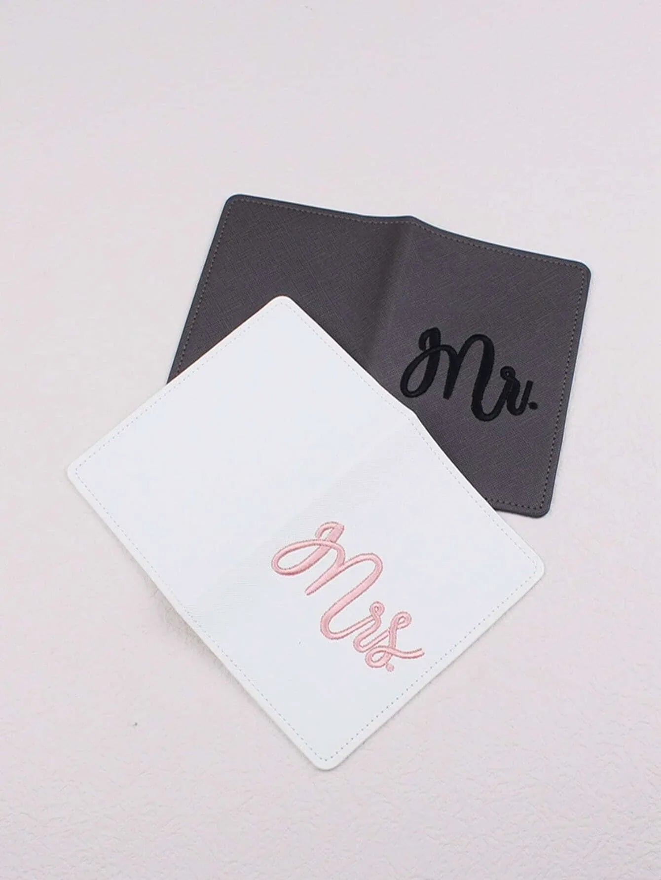 Buy Shein 2pcs Letter Embroidered Detail Passport Holder in Pakistan