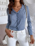 Buy SHEIN Frenchy Polka Dot Ruffle Trim Blouse in Pakistan