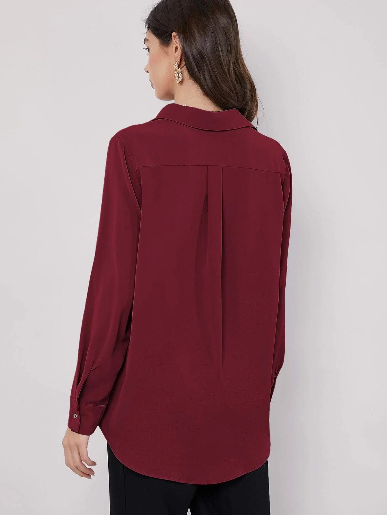 Buy SHEIN BIZwear Solid Curved Hem Shirt in Pakistan