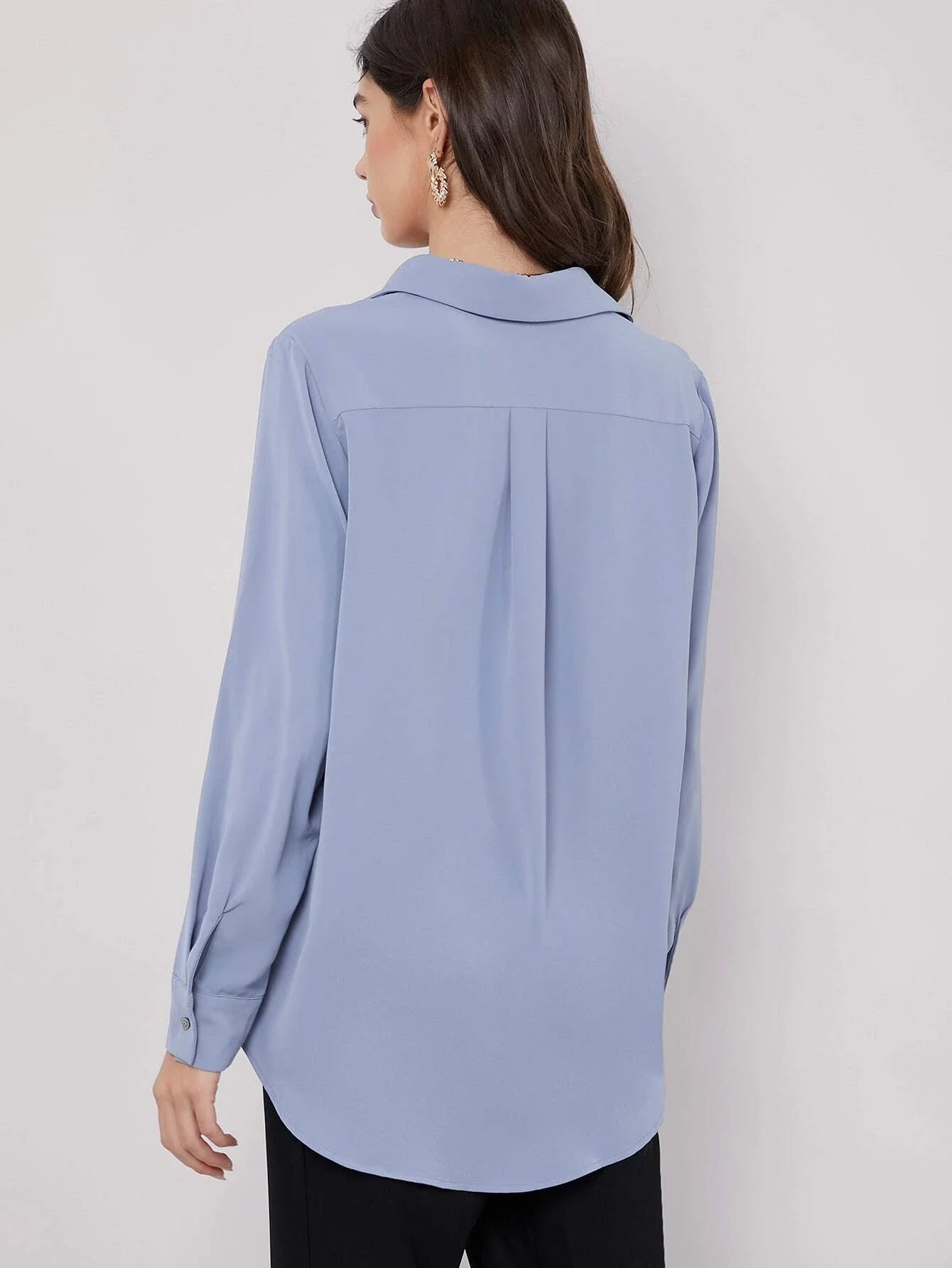 Buy SHEIN BIZwear Fold Pleated Back Solid Shirt in Pakistan