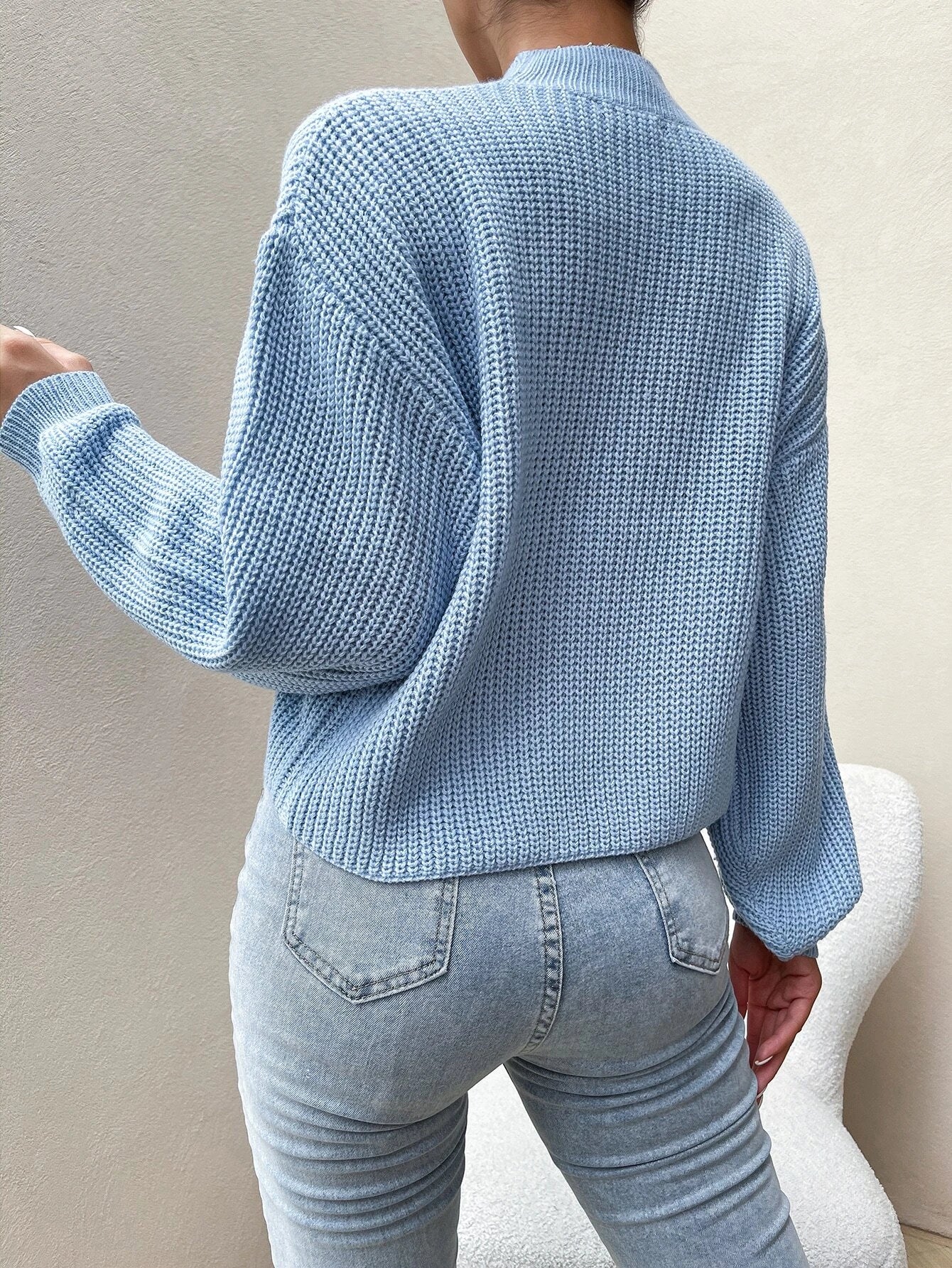 Buy Shein Mock Neck Drop Shoulder Sweater in Pakistan