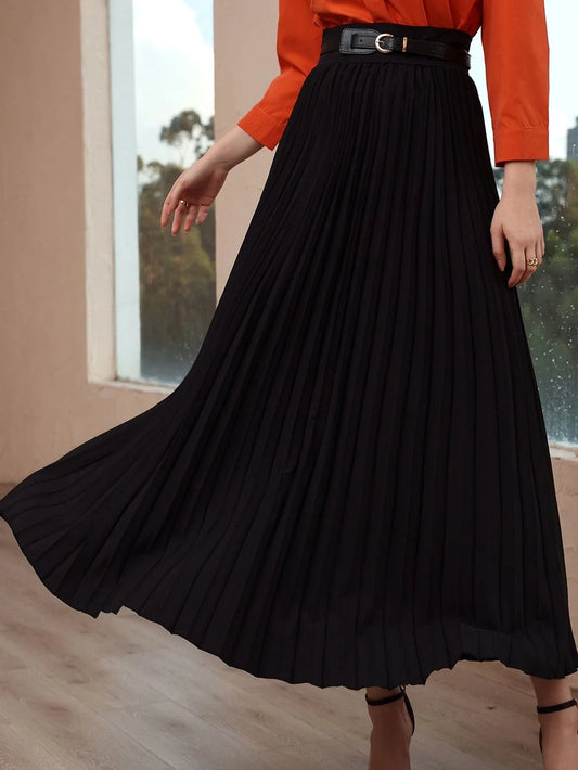 Buy SHEIN Modely Solid High Waist Pleated Skirt in Pakistan