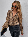 Buy SHEIN Snakeskin Print Bishop Sleeve Blouse in Pakistan