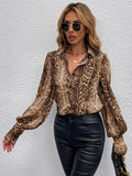 Buy SHEIN Snakeskin Print Bishop Sleeve Blouse in Pakistan