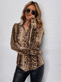 Buy SHEIN Snakeskin Print Bishop Sleeve Blouse in Pakistan