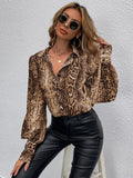 Buy SHEIN Snakeskin Print Bishop Sleeve Blouse in Pakistan