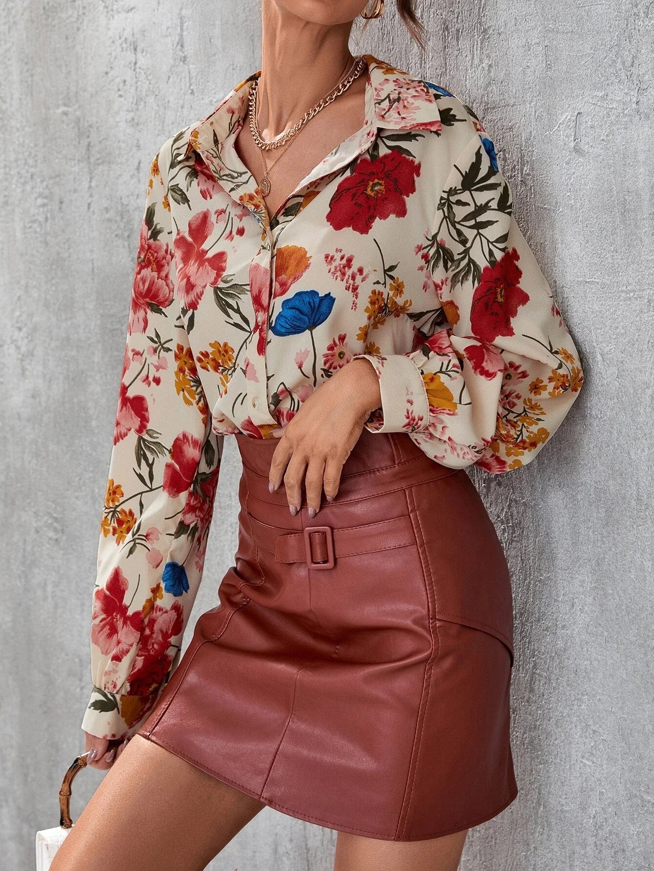 Buy SHEIN Floral Print Button Front Shirt in Pakistan