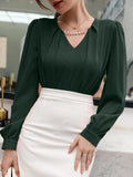Buy SHEIN Puff Sleeve Solid Blouse in Pakistan