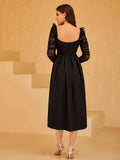 Buy SHEIN Dobby Mesh Panel Ruched Pleated Dress in Pakistan