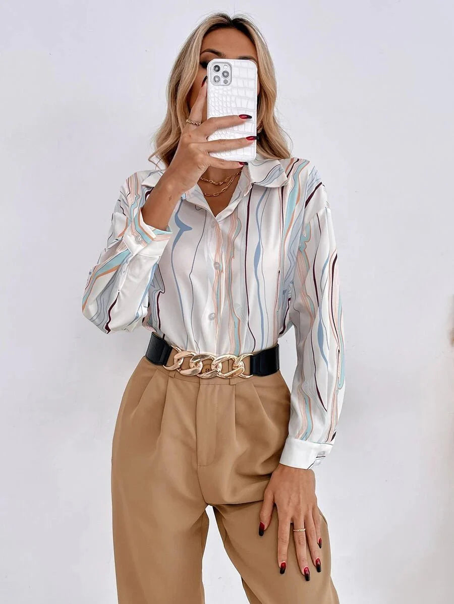 Buy Shein Graphic Print Drop Shoulder Blouse in Pakistan