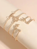 Buy Shein 4pcs Leaf & Knot Decor Bracelet in Pakistan