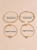 Buy Shein 4pcs Leaf & Knot Decor Bracelet in Pakistan